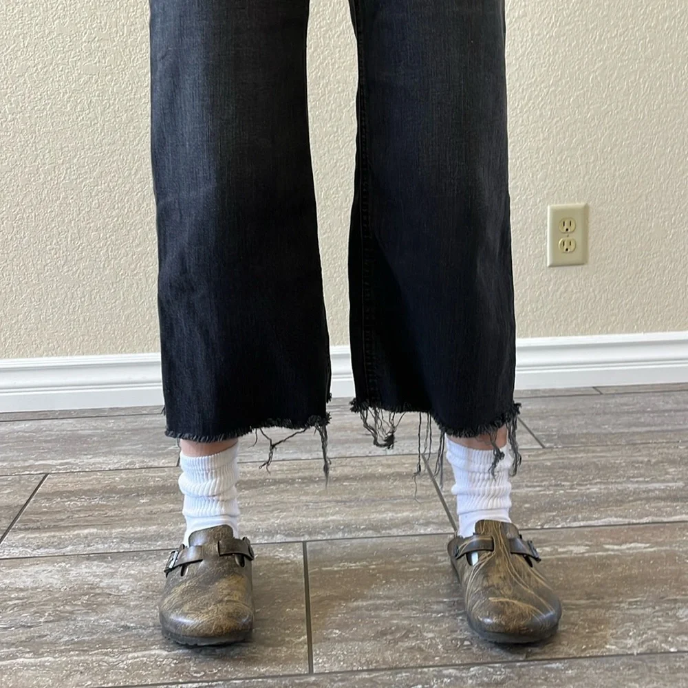 BDG Urban Outfitters Black distressed Flared cropped high waisted denim Jeans - Picture 4 of 7